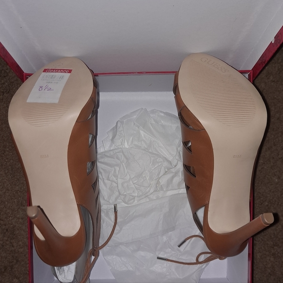 Guess Apex Brown Leather High Heels-Size 8.5 - Picture 8 of 11